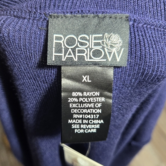 Rosie Harlow Blue Knit Long Sleeve Sweater Dress NWT Studded - Picture 12 of 13